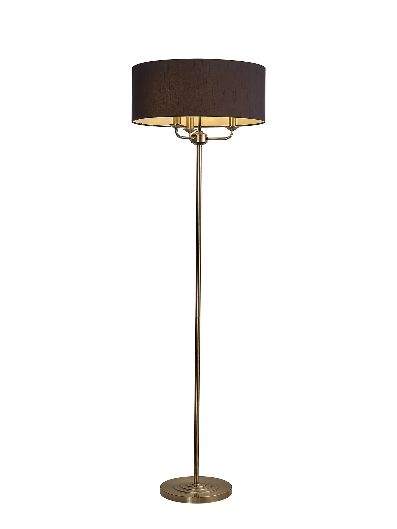 Banyan 45cm 3 Light Floor Lamp Antique Brass; Black